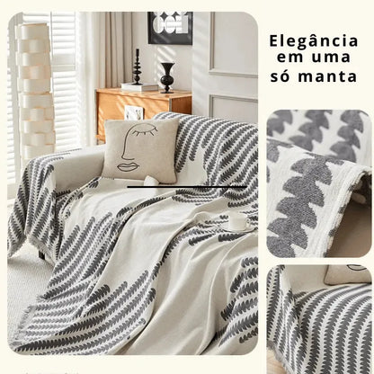 Capa de Sofá Chenille Luxuosa Cinza